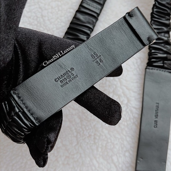 Auth Chanel Ss19 CC Logo Elastic Ruched Waist-belt Size.85 -Extremely Rare - Picture 11 of 15